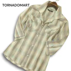 TORNADOMART トルネードマート 春夏 7分袖 マルチストライプ★ ウエスタン シャツ Sz.M メンズ 日本製