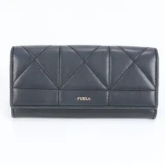 美品 フルラ キルティング レザー 長財布 二つ折り ロング ウォレット ブラック 黒 ラウンドファスナー レディース RRE CM16-8【中古】