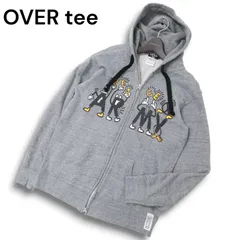 OVER THE STRIPES オーバーザストライプス OVER Tee 通年 ARMY プリント★ スウェット ジップ パーカー Sz.L メンズ 灰のサムネイル
