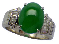 翡翠 ダイヤモンドリング Pt900 7.96g 11号 GRJソーティング付き　Jewelry Jade2.71ct Dia0.28ct Ring