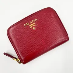 PRADA プラダ コインケース 小銭入れ ラウンドファスナー ミニウォレット コンパクト レッド レディース