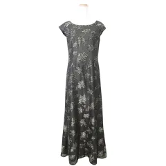 カルヴェン CARVEN 美品 ラメ ビジュー 光沢 ドレス ワンピース ロング フレンチスリーブ 日本製 10 約Mサイズ 黒 ブラック ■GY99のサムネイル