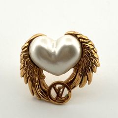 【鑑定済み】正規品 ルイヴィトン LOUIS VUITTON ブックルドレイユクール エンジェルラブ ピアス M67442 片耳 フェイクパール GPゴールド