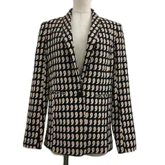 トップショップ TOPSHOP ジャケット テーラード シングル 肩パッド 総柄 長袖 US 4 黒 白 ブラック ホワイトのサムネイル