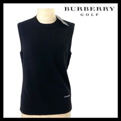 M【BURBERRY GOLF】ニット ベスト カシミヤ 100% BGT97-755-09 ノースリーブ ブラック/黒 ホワイト/白 ボーダー バーバリー ゴルフ (57386H3)