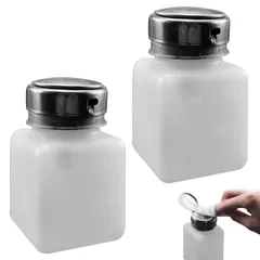新品 空ポンプボトル 120ml【2個】ネイルクリーナーボトル ステンレス 溶剤アルコールディスペンサー プレス型ボトル 簡易ロック付き ポンプ式ディスペンサー リムーバーディスペンサー アルコールポンプぼとる プッシュダウン液体容器 溶剤アルコー ル用 除光