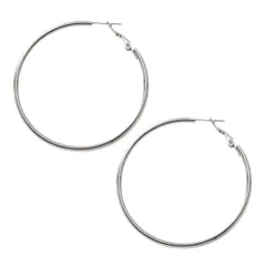 【シルバー × 5cm】[Cream dot. クリームドット公式] ステンレス製 3サイズ フープ 金属アレルギー つけっぱなし サージカルステンレス キャッチレス 開閉式シンプル