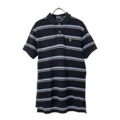 ポロバイラルフローレン ボーダー 半袖 ポロシャツ M ネイビー Polo by Ralph Lauren 鹿の子地 メンズ