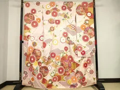 平和屋着物●豪華振袖　駒刺繍　舞花文　正絹　逸品　AAAT2221ck