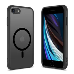 iPhone iPhone (ブラック se se EUMADOVE ワイアレス充電対応 マグセーフ対応 ストラップホール付き se2 黄ばみなし スマホケース マット感 耐衝撃 se3 米軍MIL規格 カバー ケース ケース ケース 8 iPhone7 マグ
