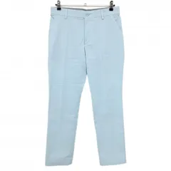 【美品】アディダス ストレッチパンツ ライトブルー シンプル ロゴプリント 薄手 メンズ 82 ゴルフウェア adidas