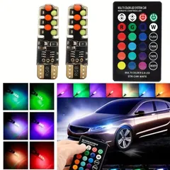 ポジションランプ T10 LED RGB リモコン付き 12-24V ナンバー灯 ルームランプ カラフル 車内アクセサリー レインボー 装飾 t563