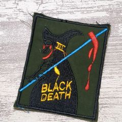DS11 スカル ドクロ 骸骨 ベトナム 戦争 ワッペン 死神 人気 BLACK DEATH パッチ カスタム ベトジャン 米軍 アメカジ 緑