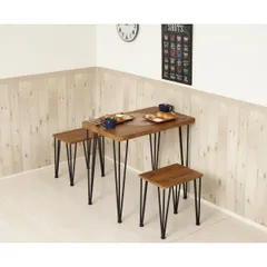 [新品] クロシオ(Kuroshio)  アート ダイニング 3点セット ヴィンテージブラウン ２人用 コンパクト 幅80cm