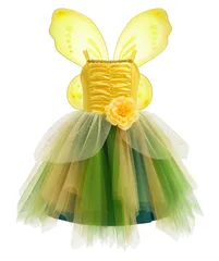 新品 [Axaxa] ティンカーベル ドレス（蝶々妖精の衣装+蝶の翼）2点セット Tinkbell フェアリーガール プリンセス ドレス コスプレ お花の妖精 精霊 キッズコスチューム 女の子 100cm-120cm 子供ドレス ハロウィン 仮装 ステージ衣装