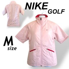 NIKE GOLF ナイキゴルフ レディース半袖ジップジャケット 半袖 M フルジップ ゴルフウエア 中綿 394712 刺繍ロゴ ピンク系 (C8)★
