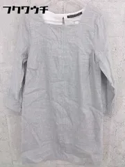 ◇ zara basic ザラ ベーシック リネン混 スクエアネック 長袖 膝丈 ワンピース EUR S USA S MEX 26 グレー レディース 【中古】 【1002800494927】