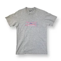 90's OLD STUSSY ロゴプリントティー Logo Print Tee グレー レッド ブルー  サイズM オールドステューシー 