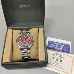 ◎SEIKO セイコー 腕時計 クロノグラフ 7T92-0CA0 QZ 赤文字盤