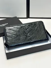 【本日限定特価】イヴ?サンローラン シングルジップウォレット 19×10cm オイルドレザー 専用ボックス付き[本日特価|新品未使用品]