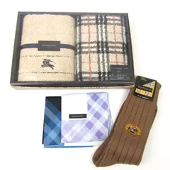 バーバリー タオル・ハンカチ・靴下 4点セット 未使用 ギフト ブランド まとめて 箱ダメージ有 メンズ BURBERRY