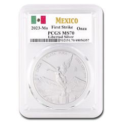 [保証書・スラブ付き] 2023年 (新品) メキシコ「リベルタッド」純銀 1オンス 銀貨 PCGS MS70 (ファーストストライク )