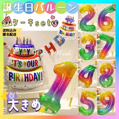 bu2 レインボー 誕生日バルーン 数字バルーン  大きめ 1歳 2歳 3歳 4歳 5歳 6歳 7歳 バースデーバルーン ナンバーバルーン 誕生日  バースデー  ケーキ　ケーキバルーン　結婚式 パーティー 記念日 ウェディング イベント 装飾  誕生日