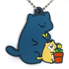 [중고] 열쇠 고리 고양이 씨 & 새끼 고양이 씨 고무 매력 컬렉션 [이치 반 쿠지 문구와 함께 꽃과 쵸초] F 상