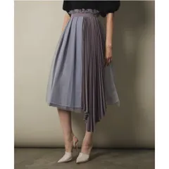 LA BELLE ETUDE ラ ベルエ チュード チュールオーガンジー×サイドプリーツスカート FREE ライトグレー Aライン フリル 膝丈 無印 NO 43604012 レディース 夏 ゴーゴー古着マルイ北千住店738