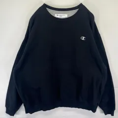 古着 チャンピオン Champion スウェット トレーナー ワンポイントロゴ刺繍 大きいサイズ プルオーバー 2XL  ブラック メンズ