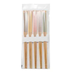 新品 アサヒ興洋 箸 22.5cm ブラック/イエロー/レッド/ブラウン/グリーン 5膳入 すべり止め加工 日本製 木製 スス竹 メロディー T-12