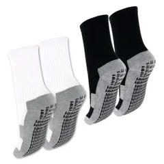 [753japan] サッカー ソックス ジュニア スポーツ 滑り止め 足首サポート 子供 キッズ 靴下 19cm-24cm フットサル テニス バスケ (黒・白2足セット 19cm-24cm) [黒・白2足セット 19cm-24cm] [19.0 cm]