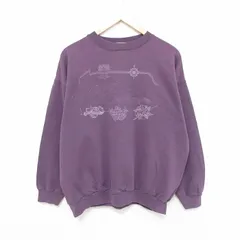 XL/古着 TULTEX 長袖 スウェット メンズ 90s ベル 花 クルーネック 紫 パープル 24oct07 中古 スエット トレーナー トップス