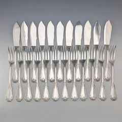 工芸品 【James Ryals】キングスパターンのデザートセット 6名用24本組 A1