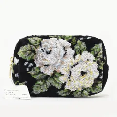 Lecott 花柄刺繍 ポーチセット　フェイラー　シェニール織 Lecott 花柄刺繍 ポーチセット フェイラー シェニール織