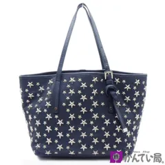 Jimmy Choo ジミーチュウ サシャ 星型 スタースタッズ トートバッグ ショルダーバッグ レザー ネイビー 紺 鞄 （金沢福久店 C23-311）