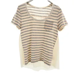 サカイラック 日本製 ボーダー柄 半袖 Tシャツ 2 ベージュ系 sacai luck カットソー レディース 古着 【240421】 メール便可