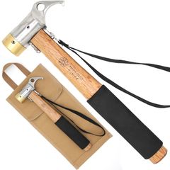 【数量限定】CHENGMAY ペグハンマー 真鍮製ヘッド 滑り止めグリップ キャンプ ハンマー アウトドア テント用 ペグ打ち/抜く 固定用 安全 ベルト付 収納ケース付 (黄銅製ヘッド)
