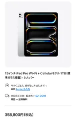 【開封済未使用品】iPad Pro 13インチ M4 Wi-Fi ＋ Cellular 1TB AppleStore品