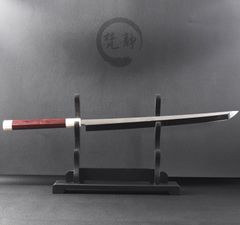 マグロ包丁 刃渡600mm  本刃付け 通常鏡面仕上げ スネークウッド人工象牙八角柄 花梨鞘付き 刺身包丁 柳刃包丁
