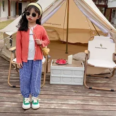 ☆ ブルー ☆ 110cm ☆ キッズ ロングパンツ 虫よけ 薄手 ガーゼ チェック柄 ガーゼ パンツ キッズ キッズパンツ ガーゼパンツ ロングパンツ 長ズボン ズボン ずぼん ルームパンツ 綿100 コットン 子供 こども 子ども 男の子 女の子