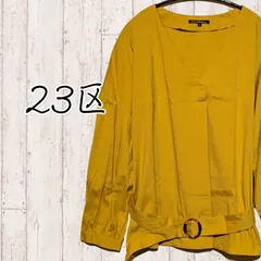 USED 23区 ブラウス 長袖 イエロー Mサイズ オンワード樫山 古着 Vネック 黄色 レディース