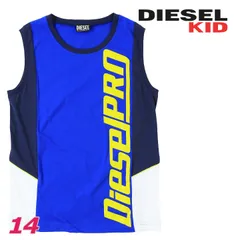 新品・未使用 ディーゼルキッズ DIESEL KID [14歳(160/170cm)] ノースリーブカットソー ジュニア ボーイ ロゴプリント 切替 子ども服 男の子 タンクトップ TGLUX