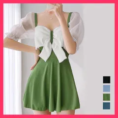 【スタッフおすすめ！】 水着 体型カバー リボン ワンピース水着 ショートパンツ付き/水着2点セット人気/可愛い水着 20代 レディース 水着セット ビーチファッシ おすすめ おしゃれ　かわいい　人気 2GONGSH-001