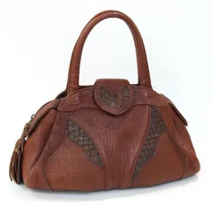  イビサ ハンドバッグ ブラウン レザー パイソン 中古