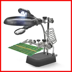 【在庫処分】はんだルーペ レンズ クリップ付き 精密作業用 2.5倍/7.5倍/10倍 拡大鏡ブラケットフィクスチャとワニ口クリップ 半田スタンド 溶接時計修理検出回路修理 拡大鏡 LEDライト付き ワークショップ スタンドルーペ 趣味 yiteng