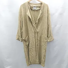 ◇ ⊂ ZARA ザラ 麻混合 長袖 コート サイズS マスタード系 レディース E  【1502180055348】
