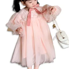 [MTP & Style] チュール レース ワンピース ピンク キッズ バルーン 袖 ベビー ドレス 子供 結婚式 誕生日 卒園式 発表会 入学式 (JP, 身長, 80, 女子（小）, ピンク) [ピンク] [80] [女子（小）]