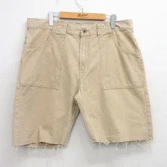 W37/古着 ゲス GUESS ブランド ショート ベイカー パンツ ショーツ メンズ コットン ベージュ カーキ 25aug06 中古 ボトムス 短パン ショーのサムネイル