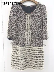 ◇ WILLSELECTION 花柄 フラワー レース 七分袖 ミニ ワンピース サイズ1 ブラック アイボリー レディース  【中古】 【1112020003479】
